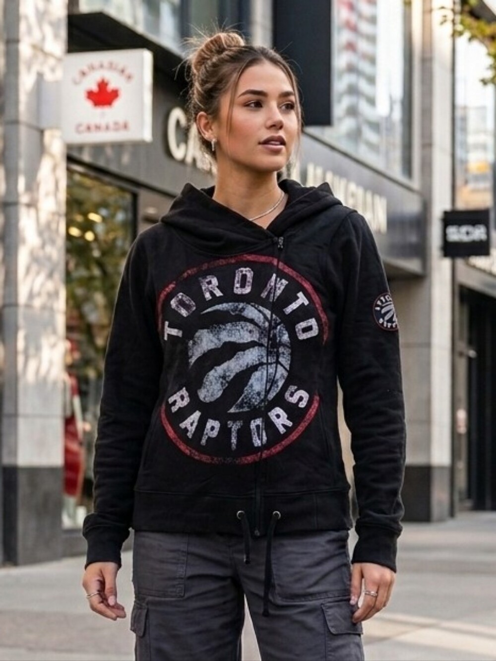 NBA Toronto Raptors M Athleisure Sporty Loungewear Streetwear Full Zip Hoodie